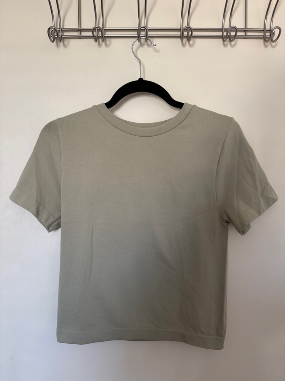 A new Cropped Crewneck Tee in Sage Green